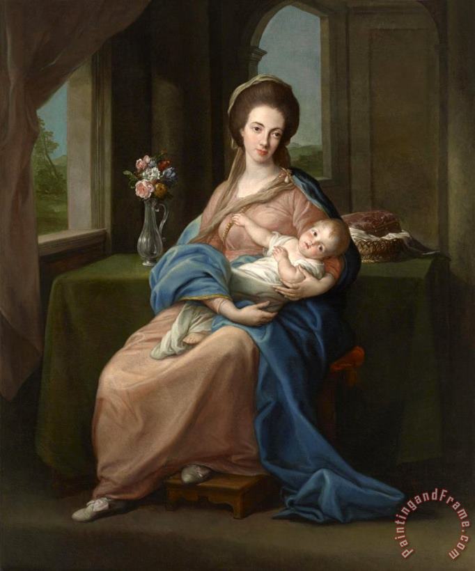 Pompeo Batoni The Marchioness of Headfort Holding Her Daughter Mary Art Painting