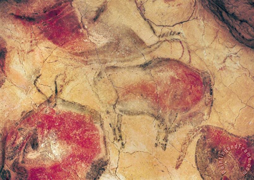 Bisons from the Caves at Altamira painting - Prehistoric Bisons from the Caves at Altamira Art Print