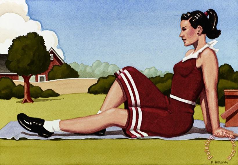 Waiting for Lunch painting - R. Kenton Nelson Waiting for Lunch Art Print