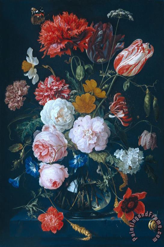 Rachel Ruysch Still Life with Flowers on a Marble Tabletop Art Print