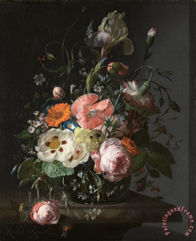 Rachel Ruysch Still Life with Flowers on a Marble Tabletop 2 Art Print