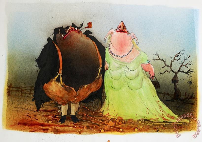 Animal Farm Man And Wife painting - Ralph Steadman Animal Farm Man And Wife Art Print