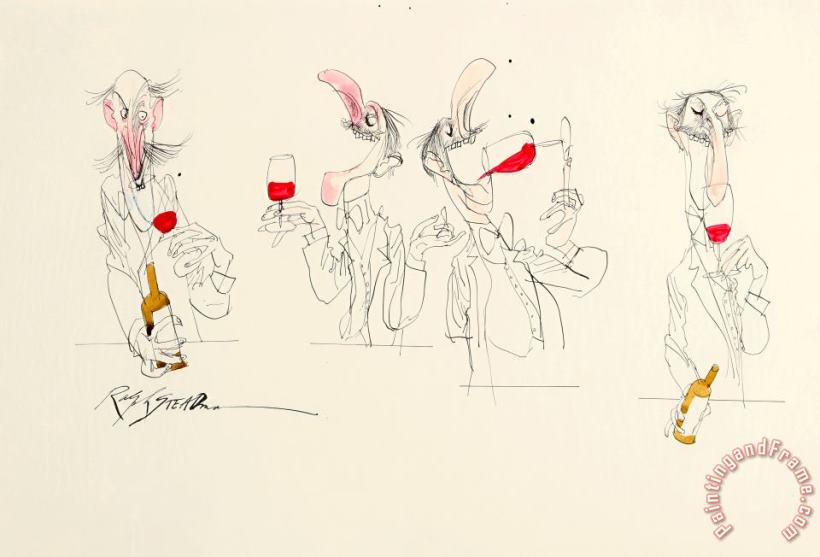 Ralph Steadman Four Wine Tasters Art Painting