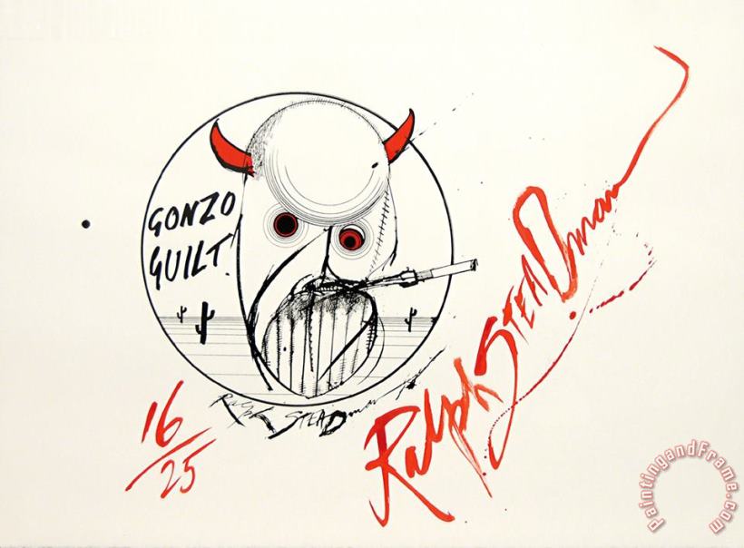 Gonzo Guilt! (hunter S. Thompson.), 2006 painting - Ralph Steadman Gonzo Guilt! (hunter S. Thompson.), 2006 Art Print