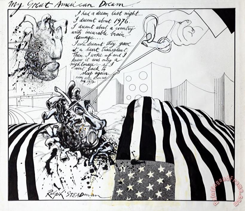 My Great American Dream, 1972 painting - Ralph Steadman My Great American Dream, 1972 Art Print