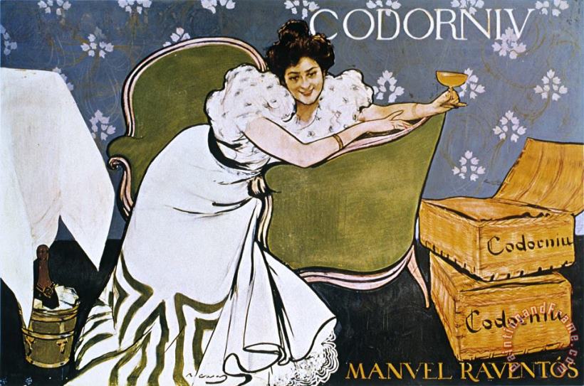 Champagne Codorniu (lola Plumet) painting - Ramon Casas i Carbo Champagne Codorniu (lola Plumet) Art Print