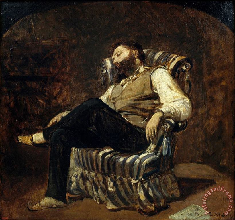 La Migdiada, Cap a 1884 painting - Ramon Marti Alsina La Migdiada, Cap a 1884 Art Print
