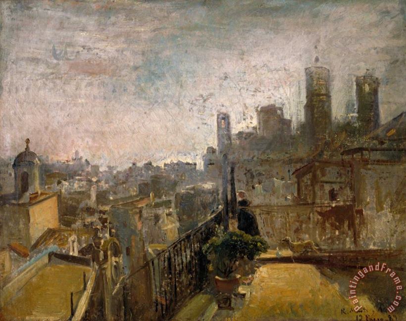 Ramon Marti Alsina View of Barcelona From a Rooftop in Riera De Sant Joan Art Painting