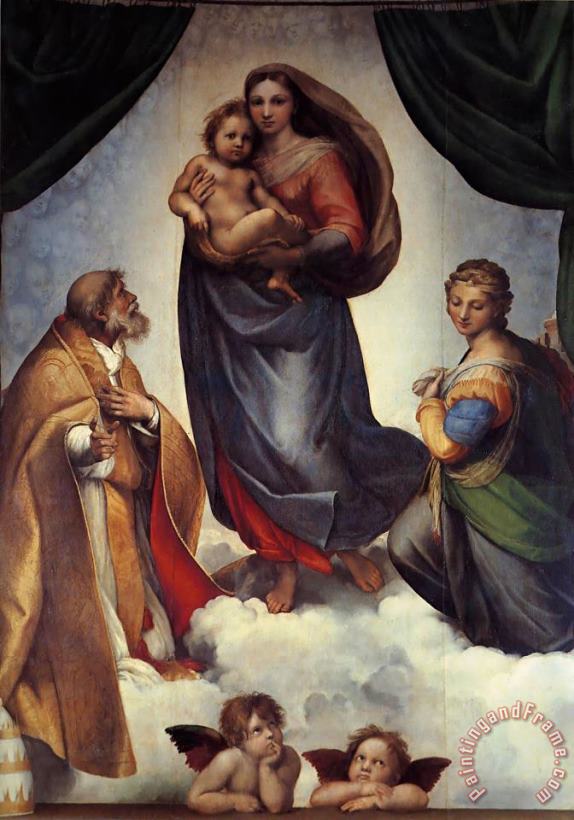 The Sistine Madonna painting - Raphael The Sistine Madonna Art Print