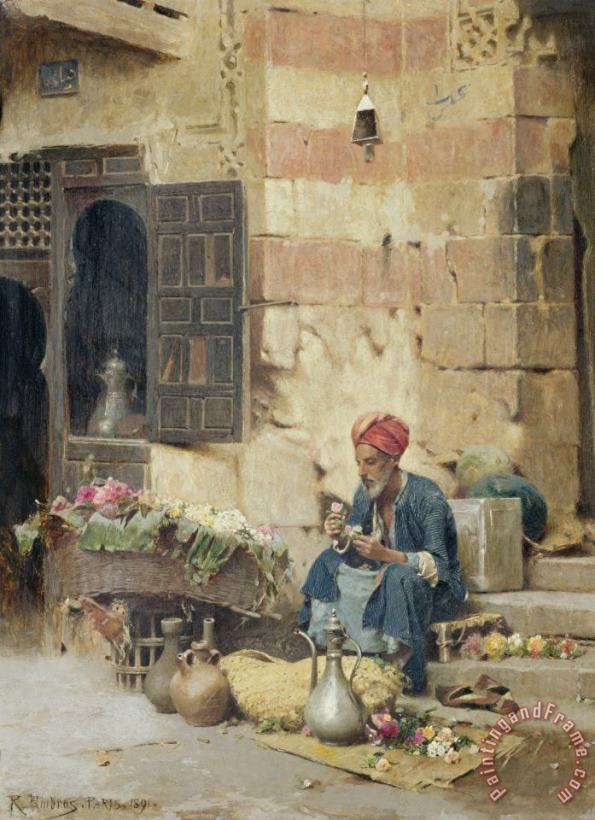 The Flower Seller painting - Raphael von Ambros The Flower Seller Art Print
