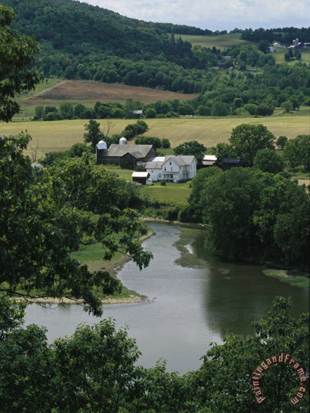 Raymond Gehman A Farm on The Banks of The Susquehanna River Photograph Taken Near The Endless Mountains Art Painting