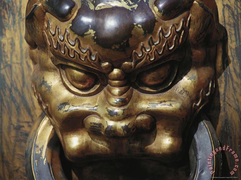 Raymond Gehman A Lion Head Handle on a Bronze Incense Burner in The Forbidden City Art Painting