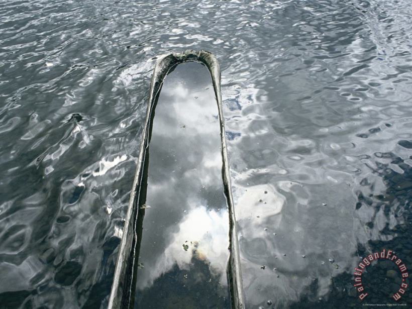 Raymond Gehman A Log Canoe Is Submerged Into Otsego Lake Art Print