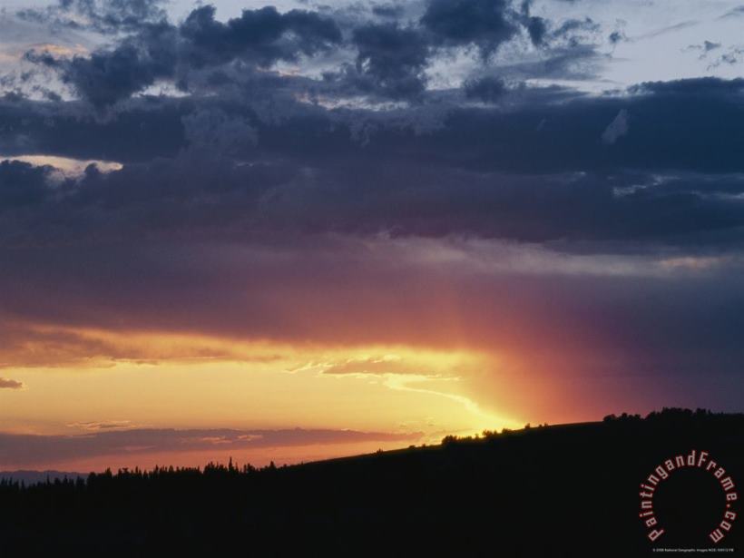 Raymond Gehman A View of a Sunset Over Bighorn National Forest Art Print