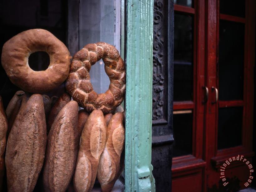 Bread Is Displayed in a Store Window painting - Raymond Gehman Bread Is Displayed in a Store Window Art Print