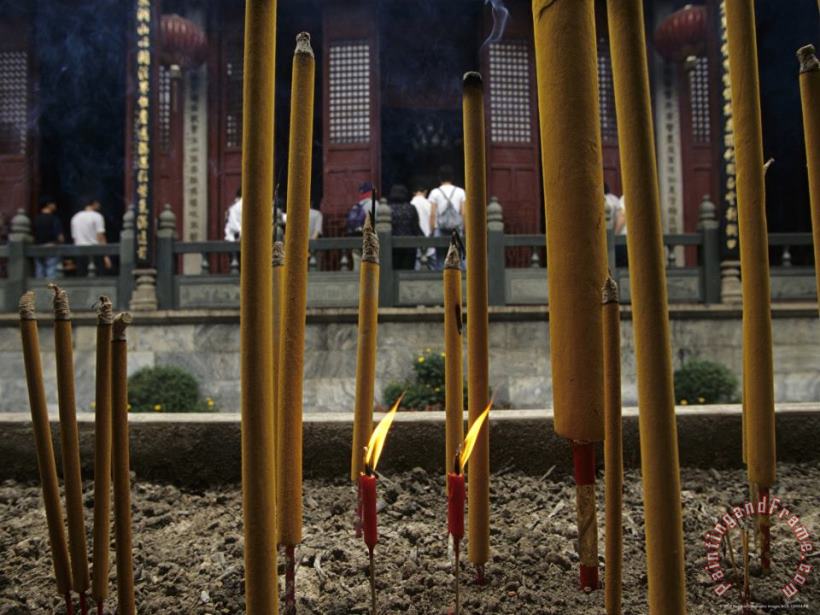 Burning Incense at The Qingyun Temple painting - Raymond Gehman Burning Incense at The Qingyun Temple Art Print