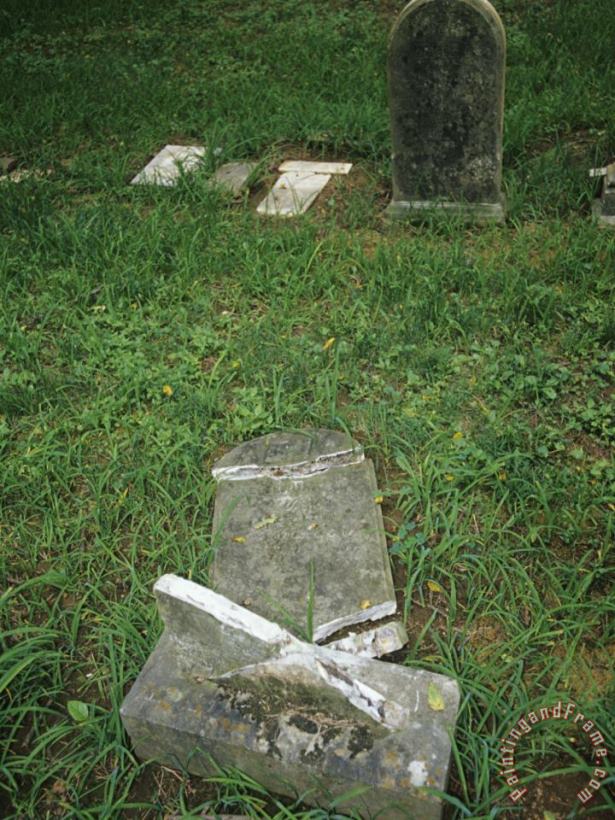 Raymond Gehman Cemetery Plot with a Broken Headstone Art Painting