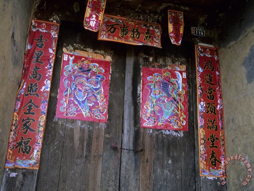 Chinese Door Gods Yangdi Valley Yangshuo Guangxi China painting - Raymond Gehman Chinese Door Gods Yangdi Valley Yangshuo Guangxi China Art Print