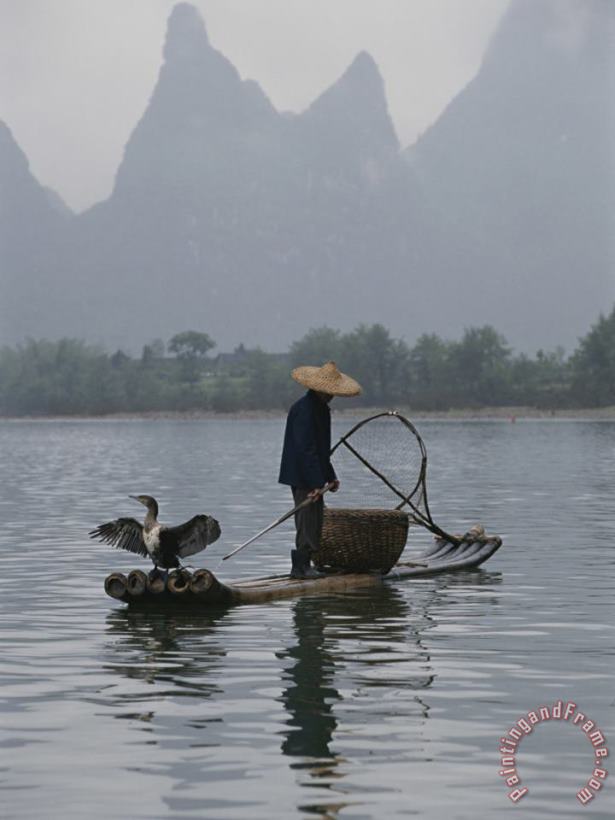 Raymond Gehman Cormorant Fisherman on The Li River Art Painting