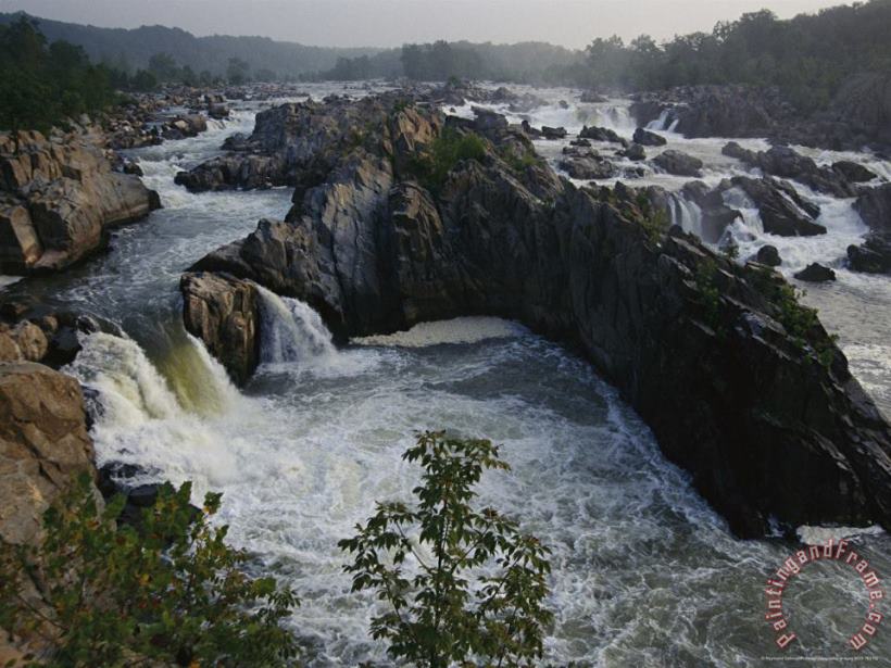 Raymond Gehman Elevated View of Waterfalls at Great Falls State Park Art Print