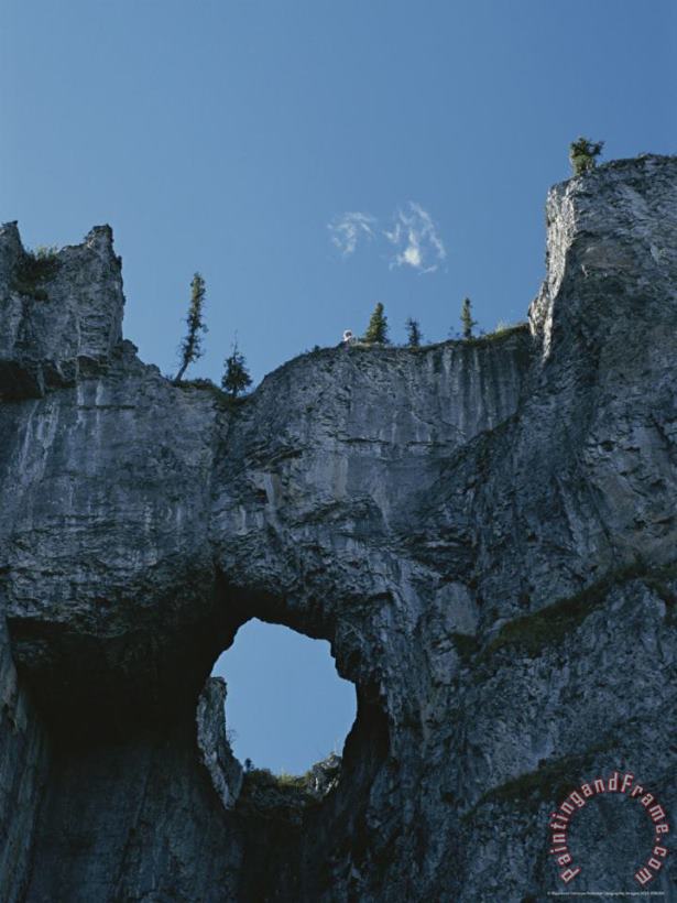 Raymond Gehman Erosion Carves a Window Into Limestone Rock in Nahanni National Park Art Print