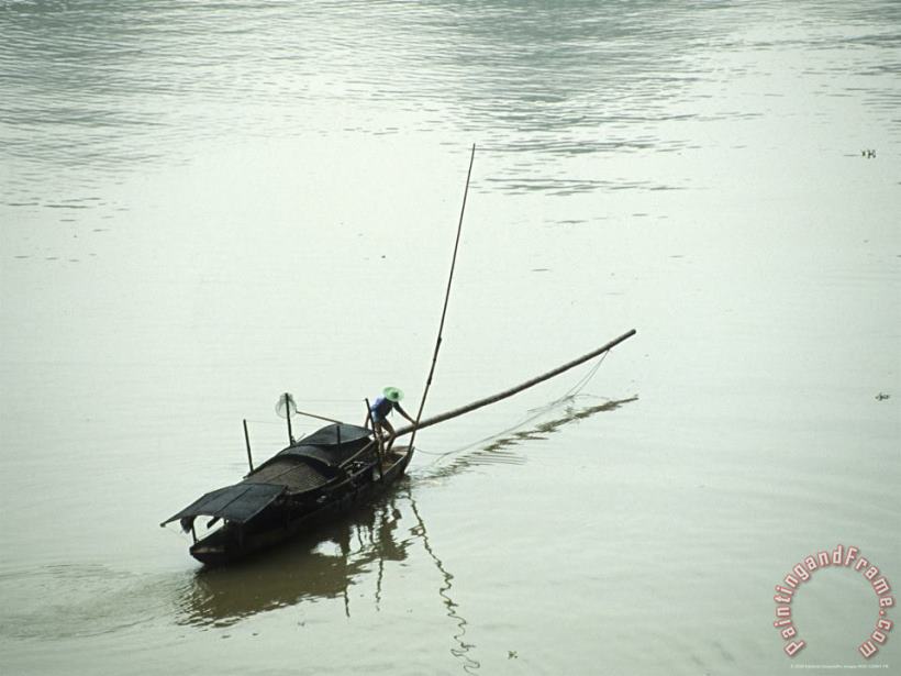 Fishing Boat on The Mingjiang River Guangxi China painting - Raymond Gehman Fishing Boat on The Mingjiang River Guangxi China Art Print