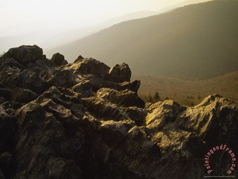 Raymond Gehman Granite Outcrop of Big Pinnacle with Whitetop Mountain Beyond Art Painting