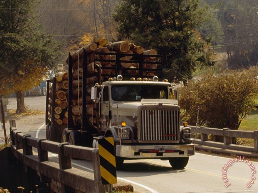 Logs Are Hauled Out of Jefferson National Forest painting - Raymond Gehman Logs Are Hauled Out of Jefferson National Forest Art Print
