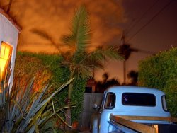 Raymond Gehman Neighborhood Scene at Night Lit by Street Lights