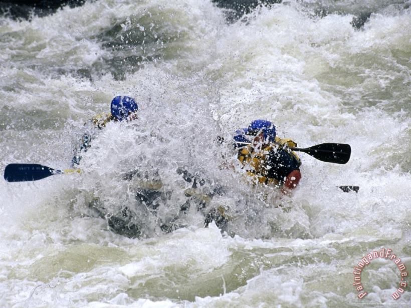 Raymond Gehman Rafters Making Their Way Through Rapids on The Gauley River Art Painting