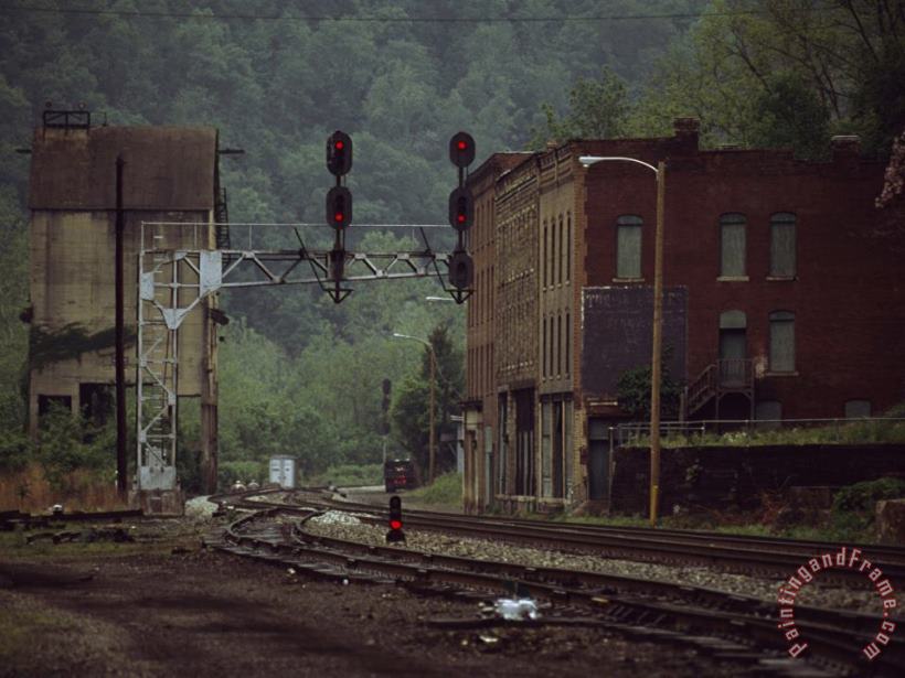 Raymond Gehman Railroad Junction Through The Old Town of Thurmond West Virginia Art Painting