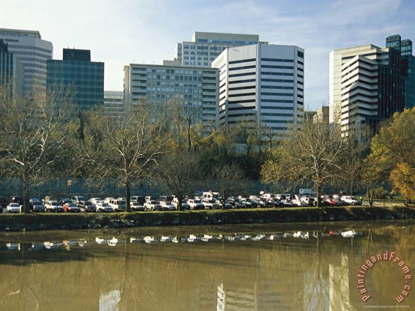Raymond Gehman Rosslyn And Parked Cars Seen Over Potomac River From Roosevelt Island Art Painting