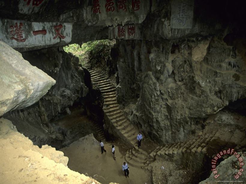 Raymond Gehman Stairway Down to Baiyun Cavern Pingxiang Guangxi China Art Painting