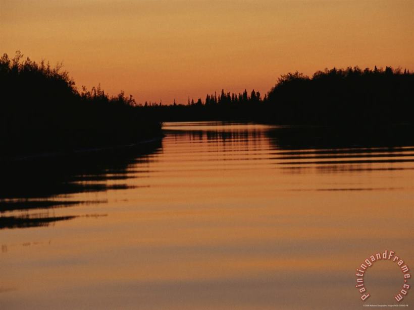 Raymond Gehman Sunset Colors The Mackenzie River Orange Art Painting