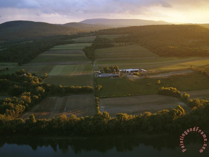 Raymond Gehman Sunset Over a Farm on The Susquehanna River Art Print