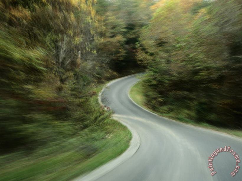 Raymond Gehman Time Exposed View Taken From a Car of The Winding Road Art Print