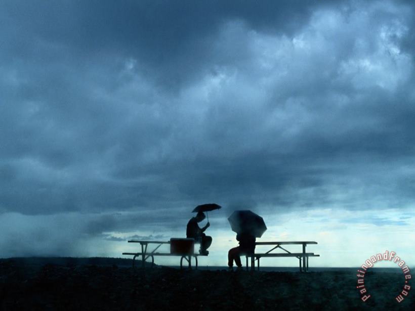 Raymond Gehman Tourists Sit on Picnic Tables While Waiting Out a Storm Art Print