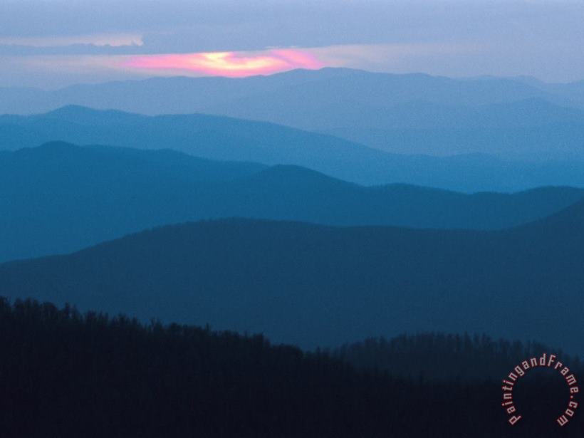 Twilight Covers The Ridges of The Blue Ridge Mountains painting - Raymond Gehman Twilight Covers The Ridges of The Blue Ridge Mountains Art Print