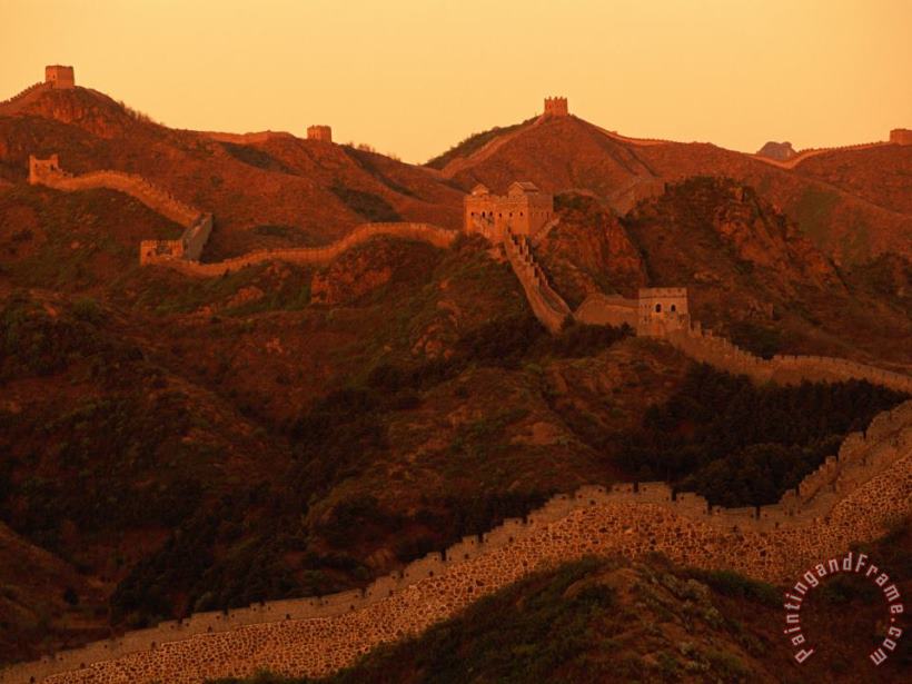 Twilight View of The Great Wall painting - Raymond Gehman Twilight View of The Great Wall Art Print