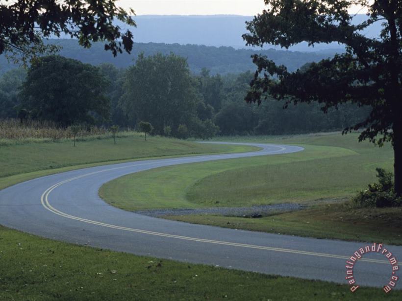 Raymond Gehman View of a Curve in a Road at Fort Frederick State Park Art Print