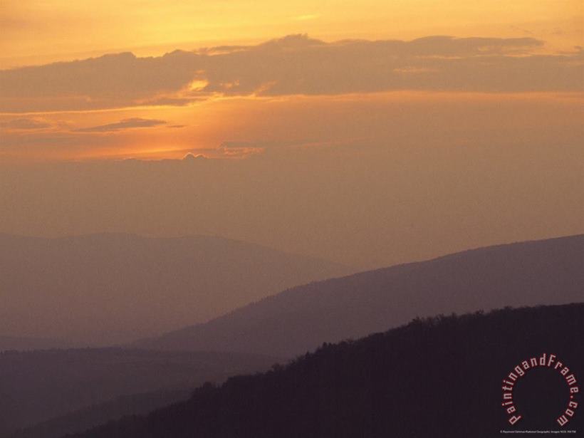 View Toward Whitetop in The Appalachian Mountains at Sunset painting - Raymond Gehman View Toward Whitetop in The Appalachian Mountains at Sunset Art Print
