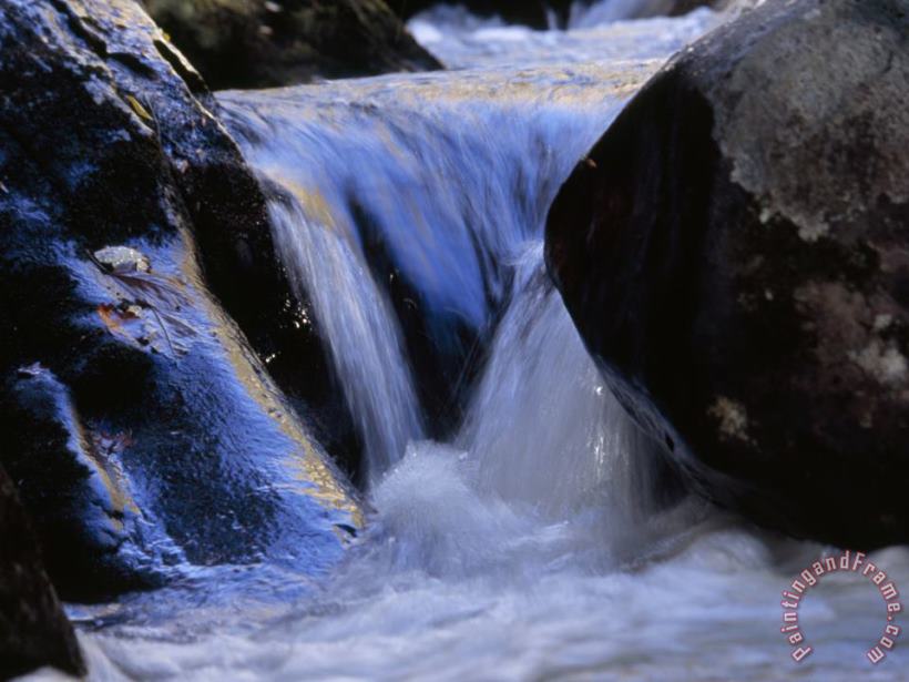 Raymond Gehman Water Cascading Over Smooth Rocks in The Whitewater River Art Print