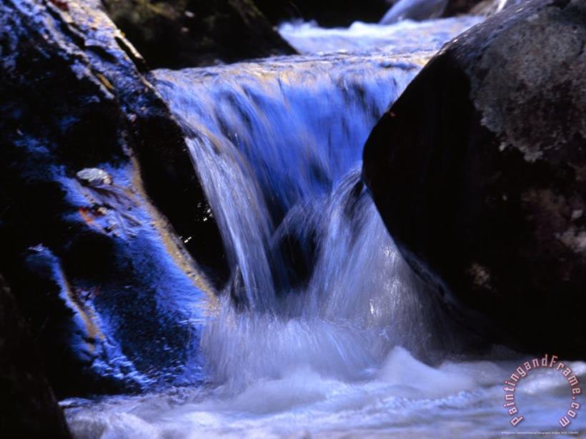 Raymond Gehman Water Cascading Over Stones in a Gentle Small Waterfall Art Print