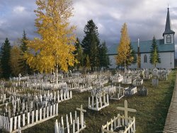 Raymond Gehman White Picket Fences Border Graves at Our Lady of Good Hope Church