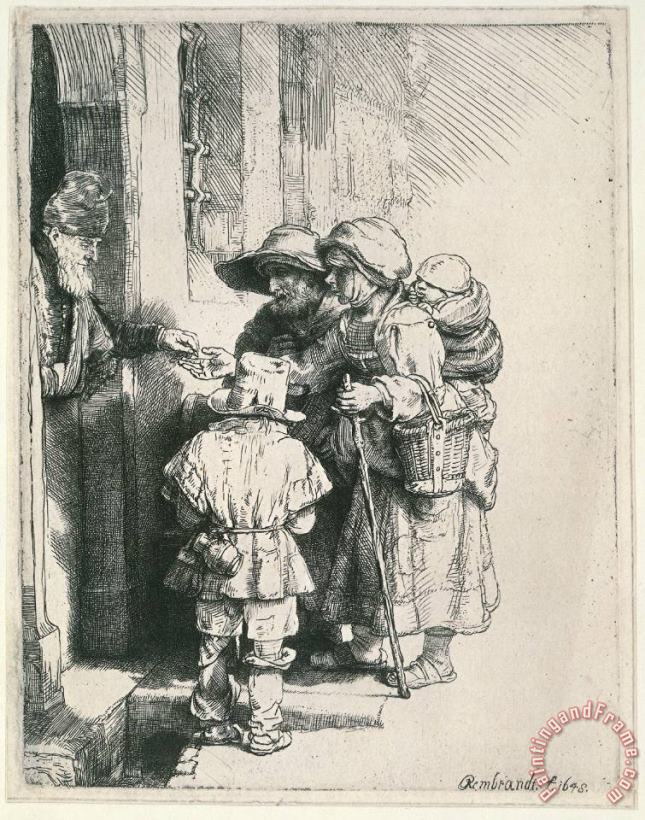 Rembrandt Beggars at The Door Art Print