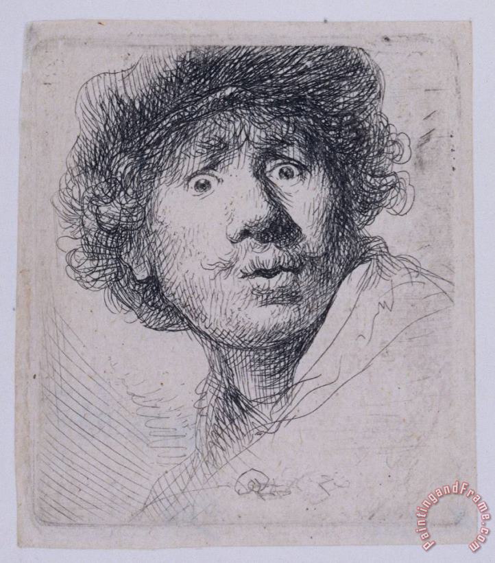 Rembrandt Self Portrait with a Cap, Openmouthed Art Print