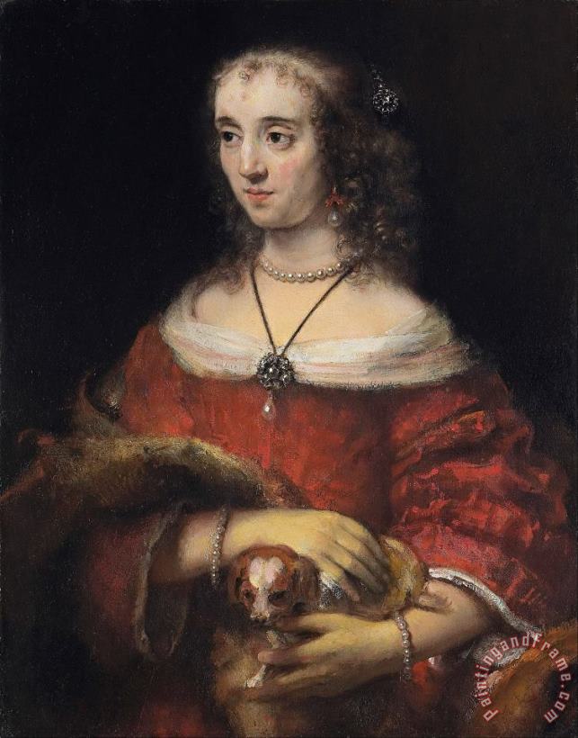 Portrait of a Lady with a Lap Dog painting - Rembrandt Harmensz van Rijn Portrait of a Lady with a Lap Dog Art Print