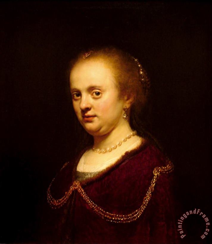 Rembrandt Harmensz van Rijn Retrato De Mujer Joven Art Print