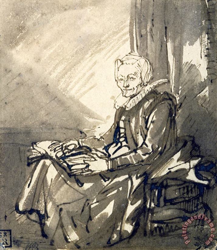 Rembrandt Harmensz van Rijn Seated Woman with an Open Book on Her Lap Art Print