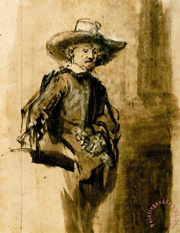 Rembrandt Harmensz van Rijn Study for One of The Syndics, Volkert Jansz. Art Painting